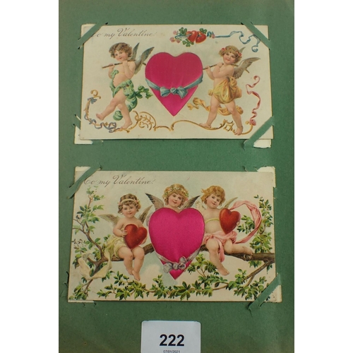 222 - Postcards - album containing mixed periods accumulation including Valentine cards, (2 each with padd... 