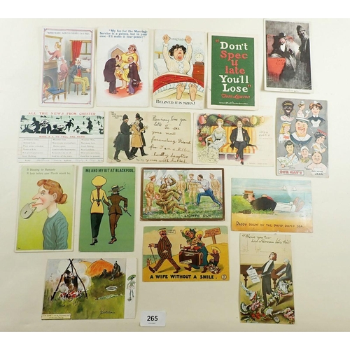 265 - Postcards: Comic, various including Reg Carter, Christie, Earnshaw, Tempest etc (100)