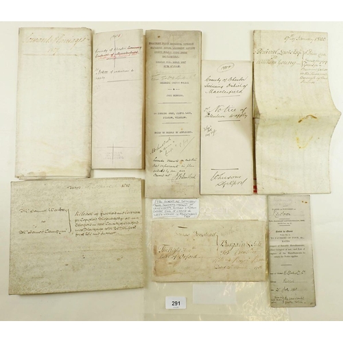 291 - A box of late 18th century to early 20th century hand written deeds and documents