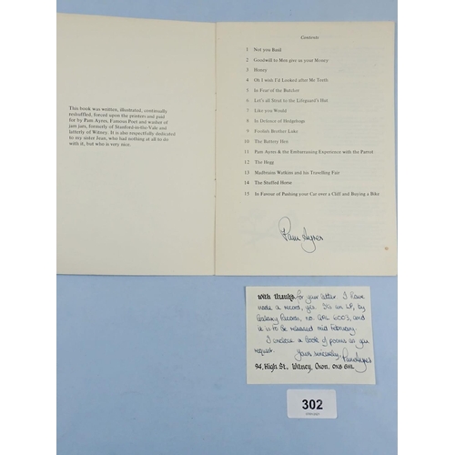 302 - Pam Ayres book of 'Poems', the authors first publication, First Edition 1974, signed, together with ... 