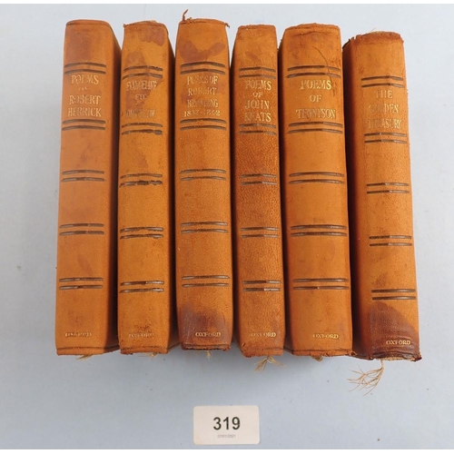 319 - A set of poetry books on orange calf skin published by Henry Frowde