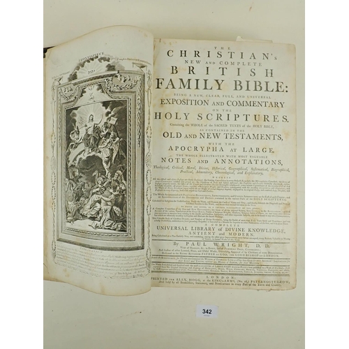 342 - A late 18thC Christians Family Bible originally by Paul Wright, printed for Alex Hogg