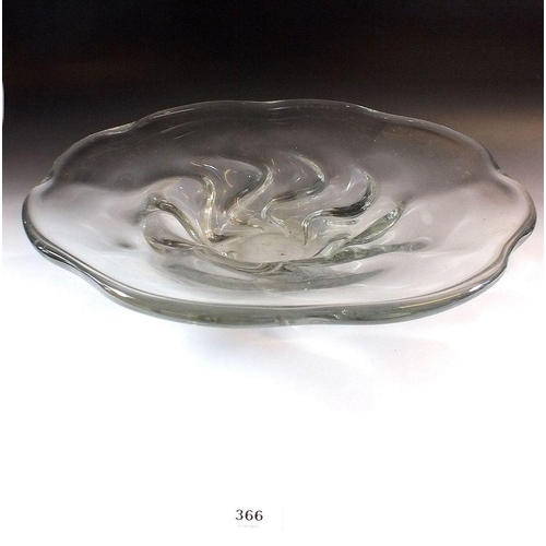 366 - A large Daum glass centre piece bowl, 44.5cm diameter, signed to base