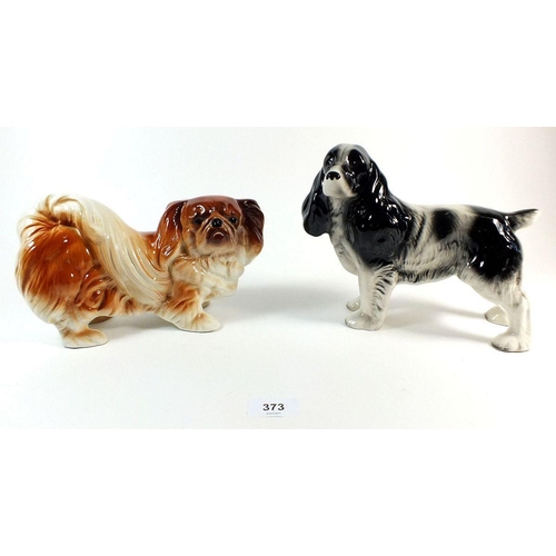 373 - Two Melba dogs - a Pekinese and a Spaniel