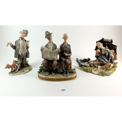 401 - Three Capodimonte groups of tramps