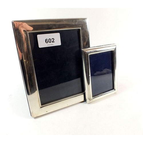 602 - Two silver photograph frames, largest 17 x 12.5cm