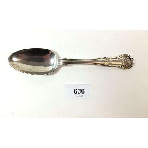 636 - An Irish silver dessert spoon, Dublin 1835, 68g by P.W