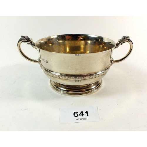 641 - A silver two handled porringer, Birmingham 1957, 211g