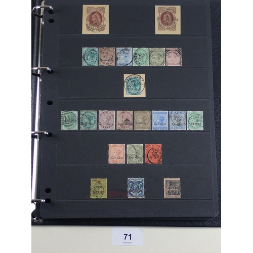 71 - QV-QEII period collection of Zanzibar stamps on numerous pages in Hagner album. Defin, commem, posta... 