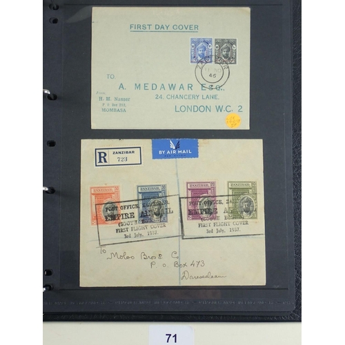 71 - QV-QEII period collection of Zanzibar stamps on numerous pages in Hagner album. Defin, commem, posta... 