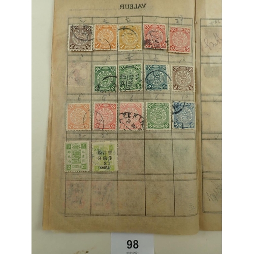 98 - Early 20thC stamp approvals book mainly of Chinese Empire later 