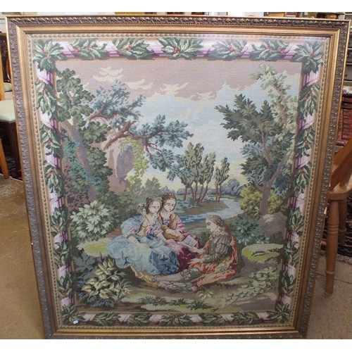 1185 - A large Chinese tapestry after Fragonard by Man Fong (no label), 96 x 81cm