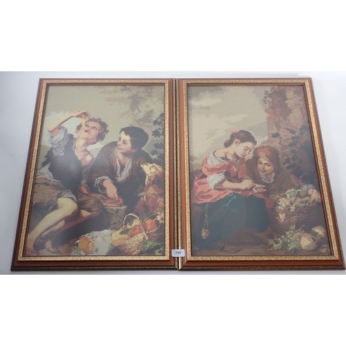 1188 - A pair of Chinese tapestries by Man Fong after Murillo, 58 x 39cm