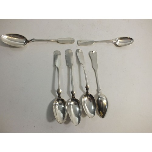 593 - A set of six continental silver teaspoons, foreign marks, 130g