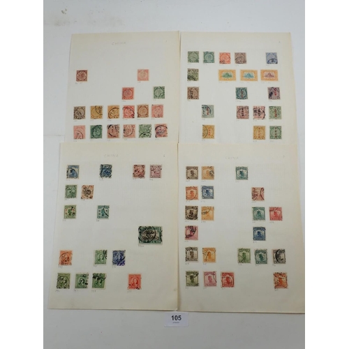 105 - China: Sixty+ page stamp collection from late 1800s on. Mint/used defin, commem, air & postage due. ... 