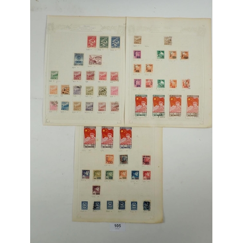 105 - China: Sixty+ page stamp collection from late 1800s on. Mint/used defin, commem, air & postage due. ... 