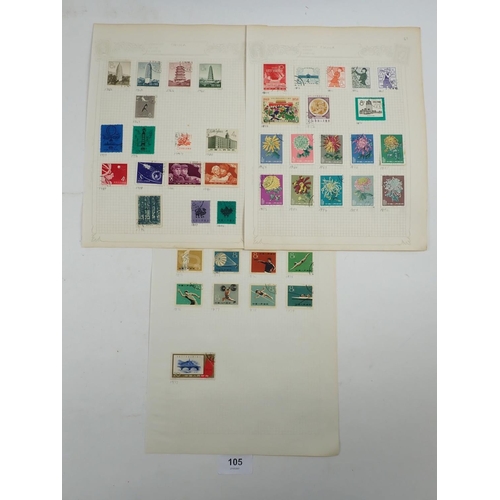 105 - China: Sixty+ page stamp collection from late 1800s on. Mint/used defin, commem, air & postage due. ... 