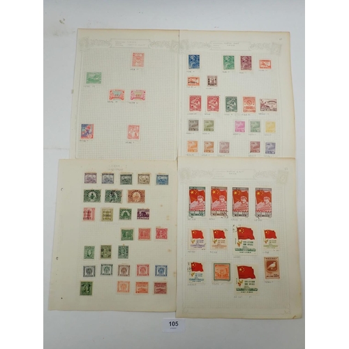 105 - China: Sixty+ page stamp collection from late 1800s on. Mint/used defin, commem, air & postage due. ... 