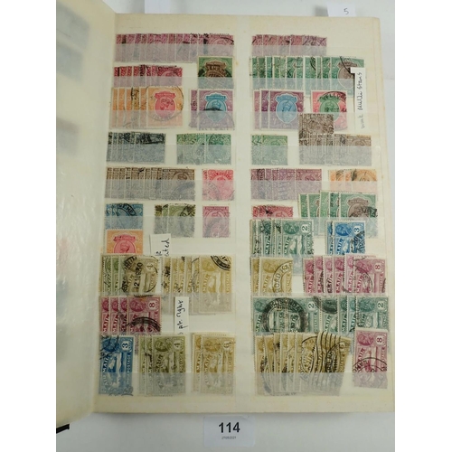 114 - India: Large stockbook of British India & States stamps, pre-1947 independence, QV-KGVI. Mostly used... 