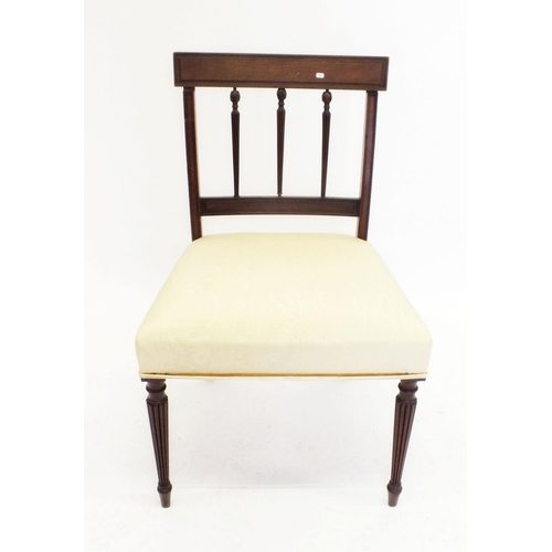 1219 - An 18th century mahogany Sheraton style bar back chair with three vertical splats