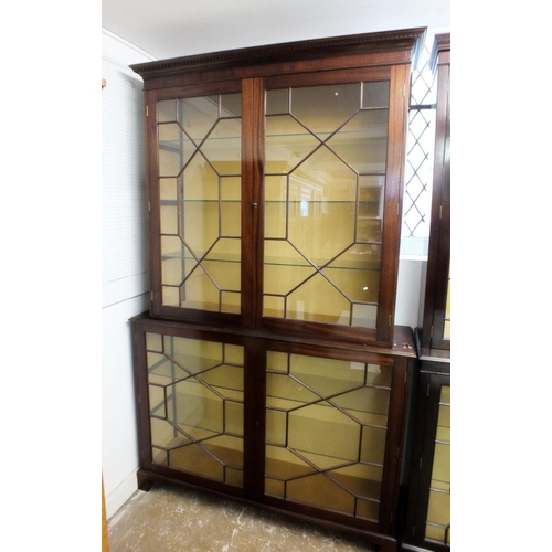 1220 - A large mahogany astragal glazed wall display cabinet - a marriage with two pairs of astragal glazed... 