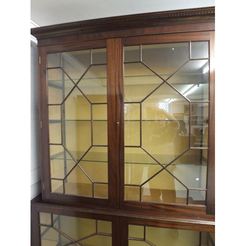 1220 - A large mahogany astragal glazed wall display cabinet - a marriage with two pairs of astragal glazed... 