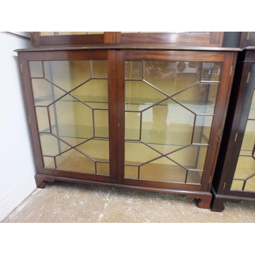 1220 - A large mahogany astragal glazed wall display cabinet - a marriage with two pairs of astragal glazed... 