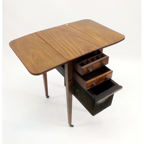 1222 - A 19th century dropleaf work table with two drawers, the upper fitted