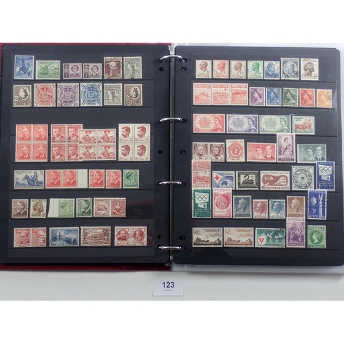 123 - Australia: QV-QEII stamps in red Hagner album, both mint & used, with States issues incl Railway par... 