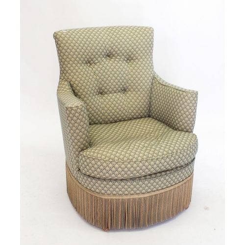 1234 - A green upholstered tub chair