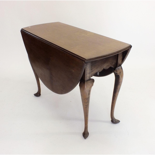 1240 - An 18th century mahogany dropleaf table on cabriole supports and pointed feet, 73cm tall x 43cm wide... 