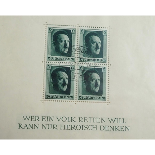 129 - Germany: Seven Third Reich mini-sheets of 1936 and 1938, mint & used, perf & imperf. The later mini-... 