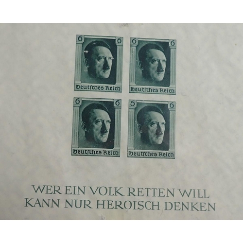 129 - Germany: Seven Third Reich mini-sheets of 1936 and 1938, mint & used, perf & imperf. The later mini-... 