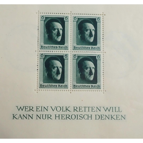 129 - Germany: Seven Third Reich mini-sheets of 1936 and 1938, mint & used, perf & imperf. The later mini-... 