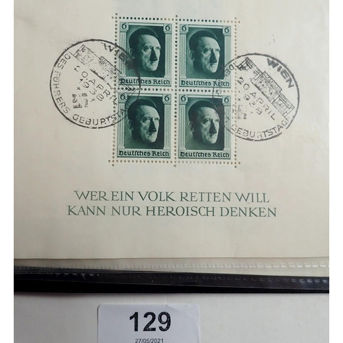 129 - Germany: Seven Third Reich mini-sheets of 1936 and 1938, mint & used, perf & imperf. The later mini-... 