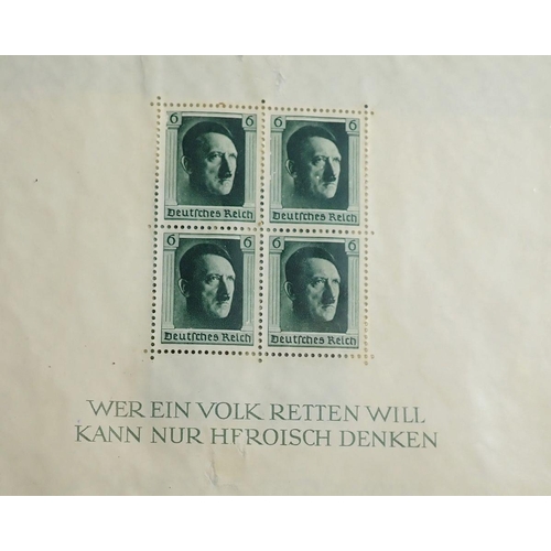 129 - Germany: Seven Third Reich mini-sheets of 1936 and 1938, mint & used, perf & imperf. The later mini-... 