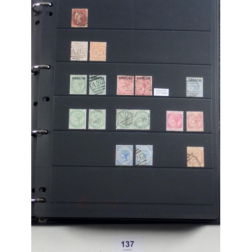 137 - Gibraltar: Large QV-QEII mint & used collection in 58 page Hagner album. Defin, commem, postage due ... 