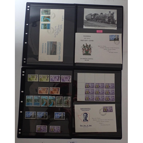 143 - Rhodesia: QV-QEII mint & used collection, incl British South Africa Company, in 16 page Hagner album... 