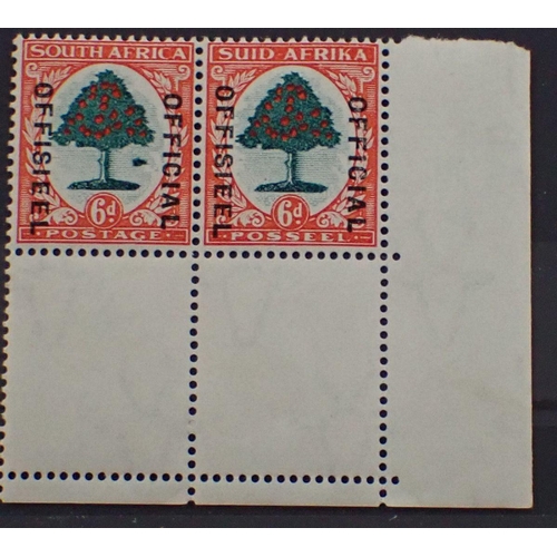 183 - South Africa: Pair of unmounted mint 1937 KGVI 6d Officials, SG O24b, one with 