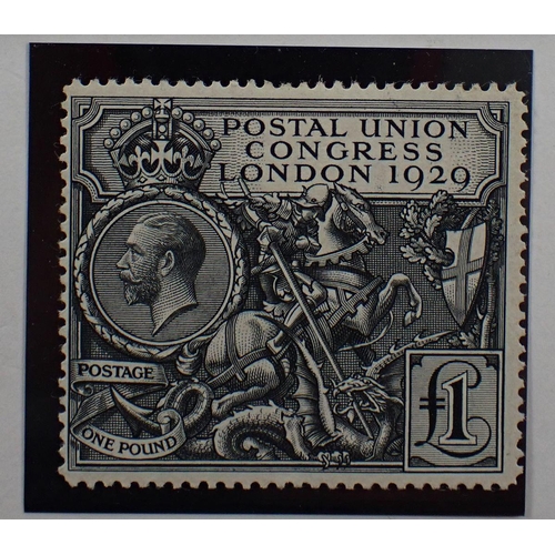 187 - GB: Unmounted mint 1929 KGV 9th Postal Union Congress £1 Black, SG 438.