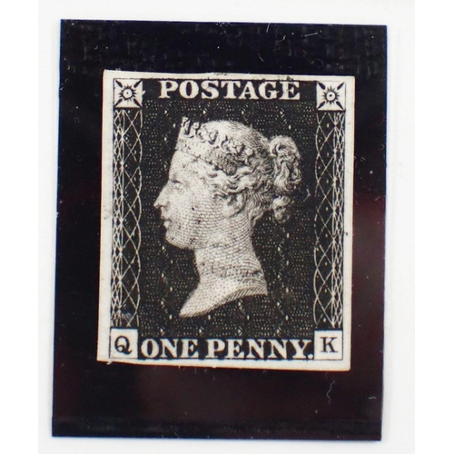 192 - GB: QV 1840 1d Penny Black, Plate 1b QK, used, black MC, 4 good margins.