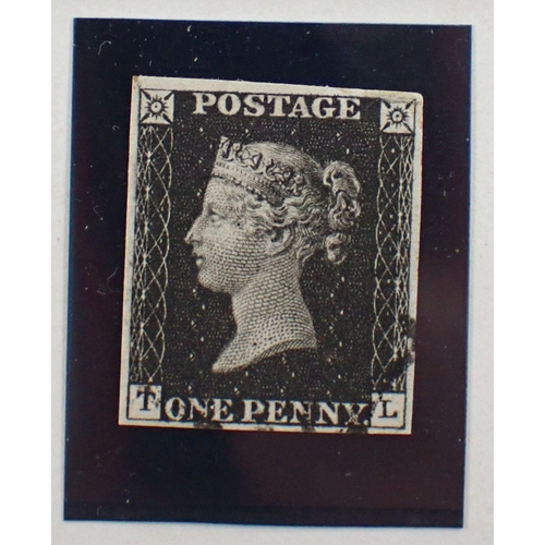 194 - GB: QV 1840 1d Penny Black, Plate 8 TL, used, black MC, clear profile, 4 margins. Constant variety 