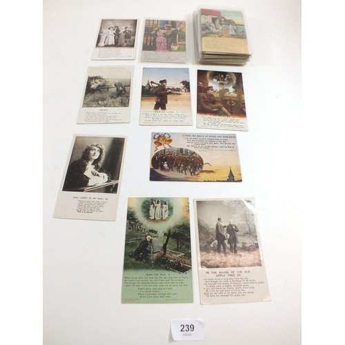 239 - Postcards - Bamforth song cards - including sets with military religious interest etc. (65)