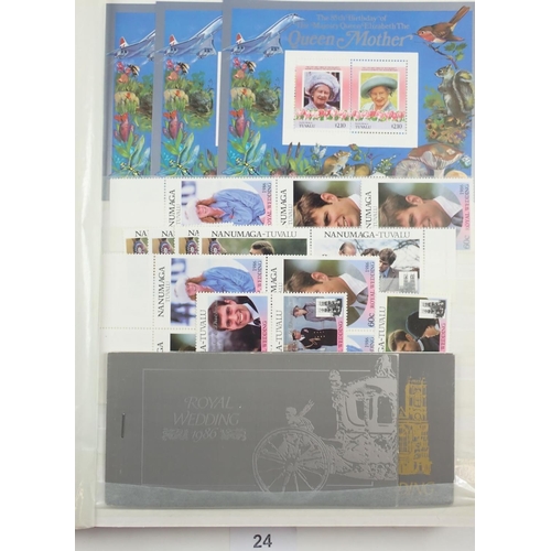 24 - Tuvalu: Massive boxed accumulation of mint & used stamps in 3 large stock-books & packet. Defin, com... 