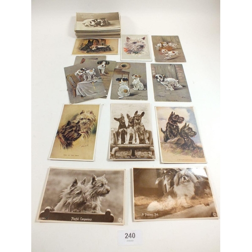 240 - Postcards: Dogs, accumulations with artists including Kennedy (5), Maud Watson, Mac, Florence Walter... 