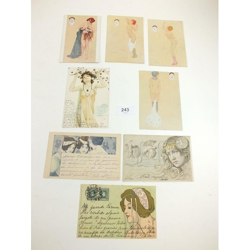 243 - Postcards - Glamour - Raphael Kirchner (5) and three others including Patella (5+3)