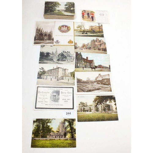 244 - Postcards - Northants (34) and Notts (32) topographical including 1904 memorial card (death of horse... 