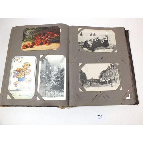 258 - Postcards - album including topographical with Thornton Village, comic including Kinsella (2) Tob B,... 