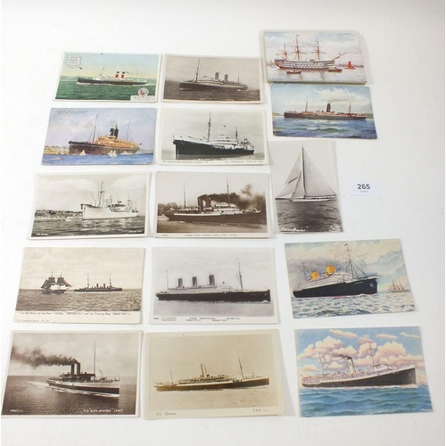 265 - Postcards - Shipping - small selection including passenger liners, Meldand Rhy Co. - some RP's (33