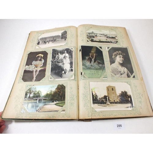 286 - Postcards - album with topographical celebs/beauties, comic etc. artists include Jotter, Gilson etc.... 